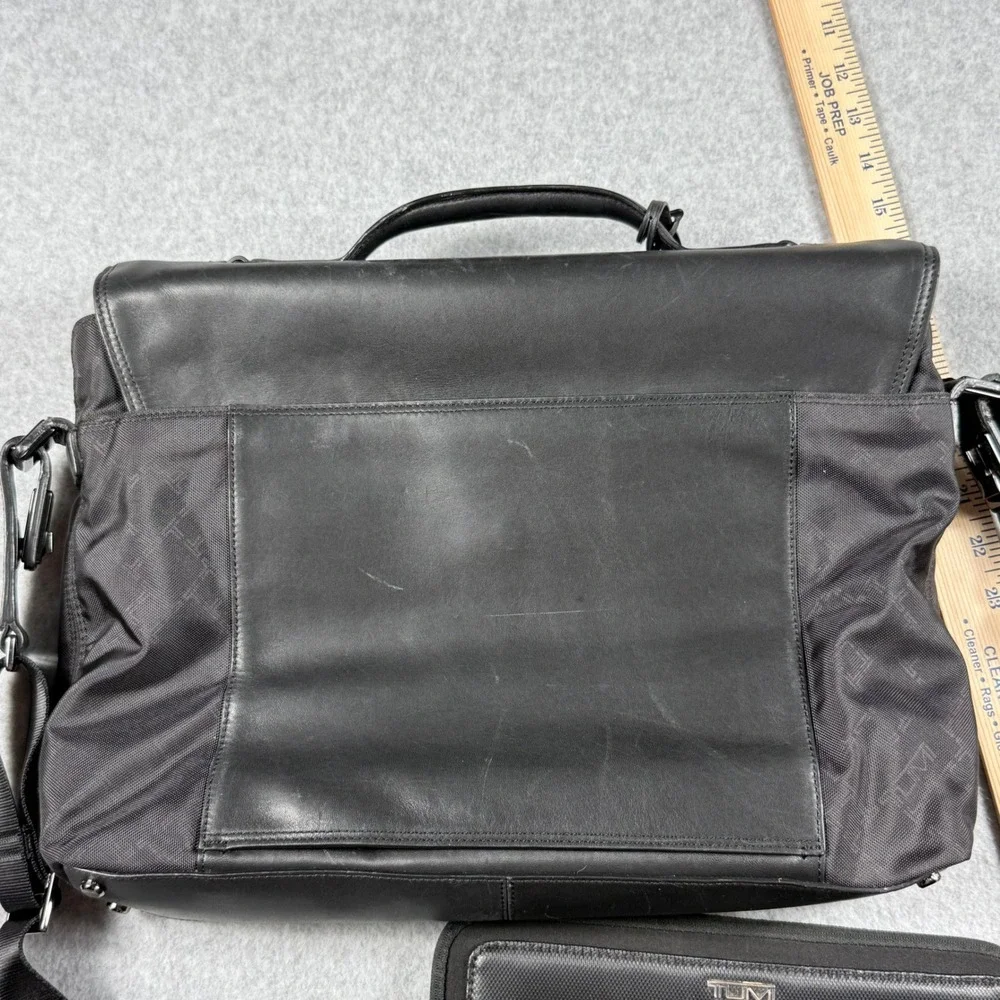 TUMI TICON 32602DT Slim Flap Briefcase Black Leather Nylon w Tablet Case